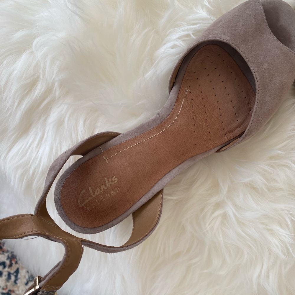 Clarks Artisan wedge suede sandals. Size 7.5.